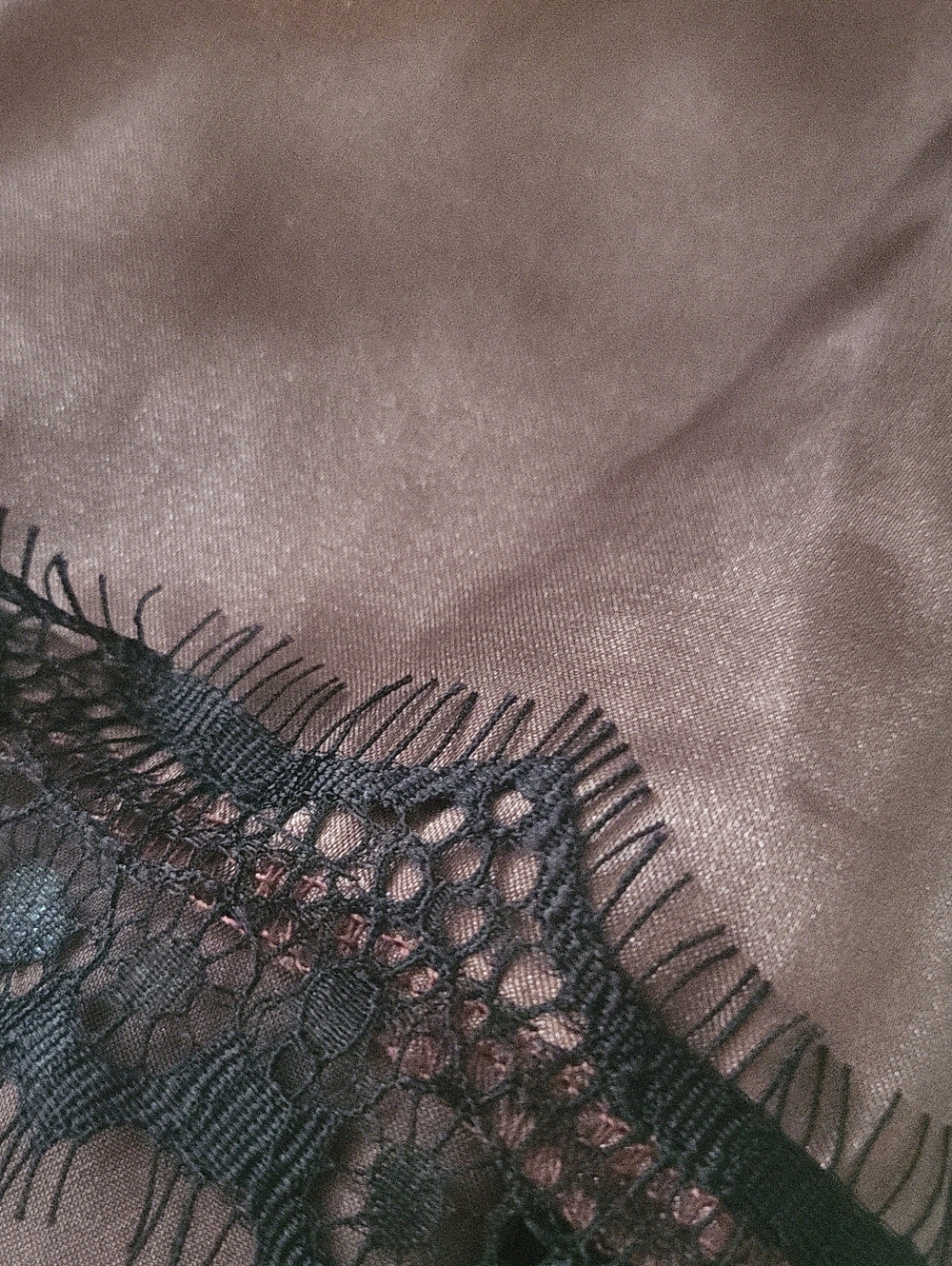 Silky Lace-Trim Cami & Short Set in Rich Chocolate Brown - Picture 6 of 6